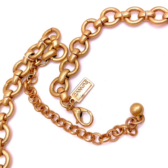 Vintage CANVAS Gold Tone Leaf Charm Necklace 16” With 3” Extender - Picture 3 of 4